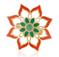 Eesha Zaveri Gold Plated Green Onyx Stone Flower Ring