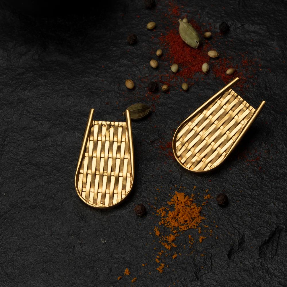 Woven Studs - Zardozi Magazine - Gold Plated Earrings